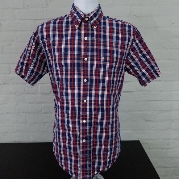 BROOKS BROTHERS Short Sleeve Button Front Plaid - Picture 1 of 8